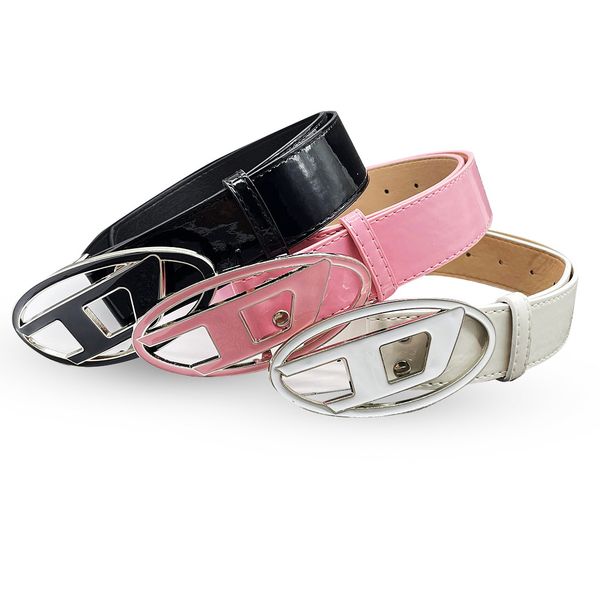 

PU Leather Belts Men Designer Width 3.8cm Fashion Letter D Smooth Buckle Waistband Unisex Trendy Casual Cintura Ceintures, White