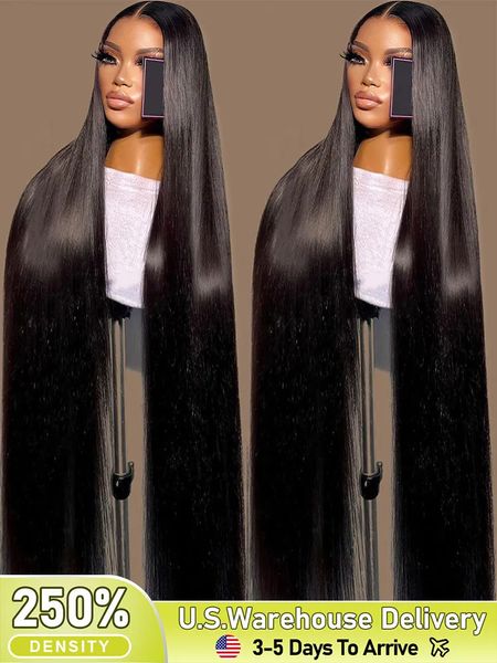 

250 Density 30 40 Inch Bone Straight 13x6 HD Transparent Human Hair Wigs Brazilian 13x4 Lace Frontal Wig for Women 231024, Yellow
