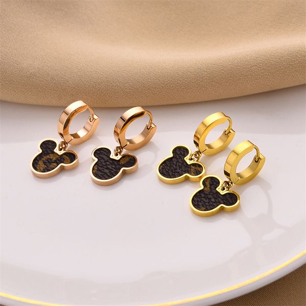 

New Fashion Leather Insert Mice Charm Earring Jewelry for Women Gift