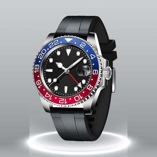 

mens watch gmt Pepsi Coke circle watches 40mm Automatic Movement Mechanical Stainless Steel Mens Watch Rubber Strap Master Male Ocean Wristwatch 8215 movement, S17