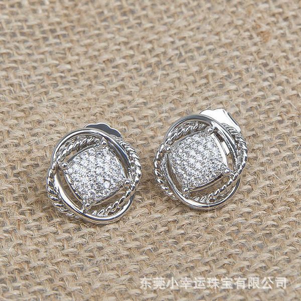 

DY Earrings Designer Luxury Jewelry Top jewelry Square 11MM Set with Zircon Imitation Diamond Button Thread Popular Classic Ear Studs Accessories Christmas gift
