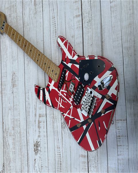 

Guitar Electric Guitar Relic Pizza Floyd Rose Vibrato Bridge, Red Frank 5150, white and Black Light, Edward Eddie Van Halen, nvio Gladys