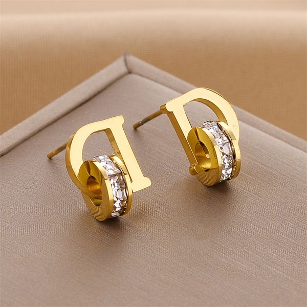 

Fashion Letter D Stud Earring Stainless Steel Wedding Jewelry for Women Gift