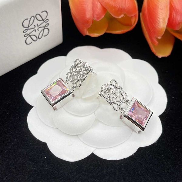 

Designer Earrings loews Luxury jewelry Top accessories Water Diamond Ear Studs with Square Design 925 Pins Do Not fade Christmas gift