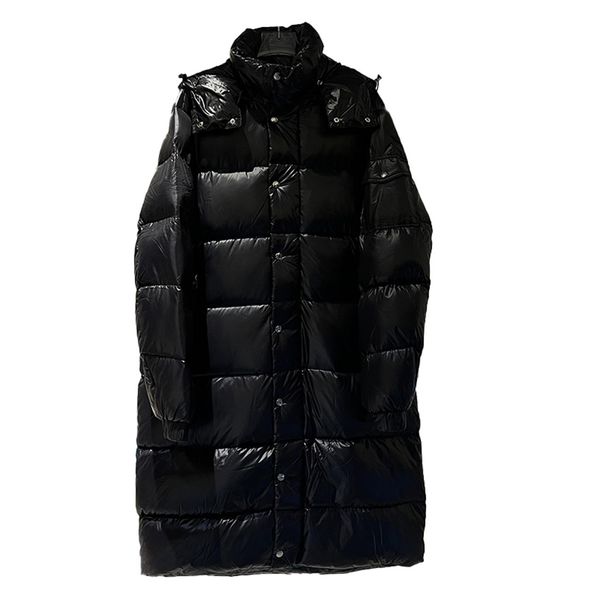 

TOPSTONEY Women's New Glossy Thick Down Jacket For Men And Women Couples Long Winter White Duck Down Hooded Coat 2116, Black-2116