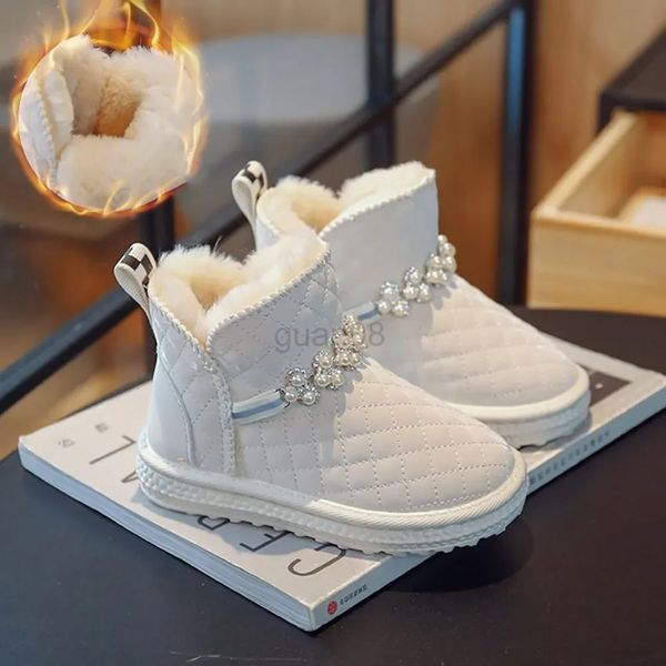 

Boots Winter Plush Martin Girls' Boots Korean Style Pearl Children's Snow Boots Non slip Soft Sole Winter Cotton Boots 231027, Black