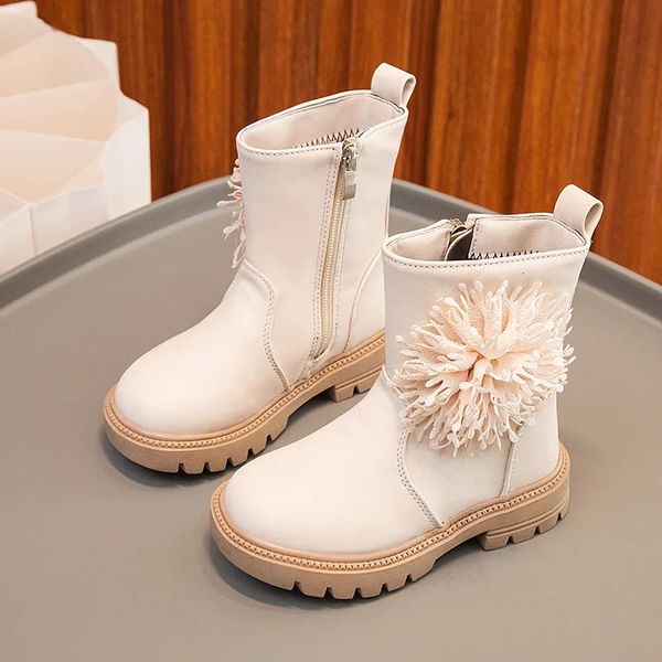 

Girls Leather Children S Wer August Winter New Single Boot Princess Mid Pipe Martin Boots e6f5, Black