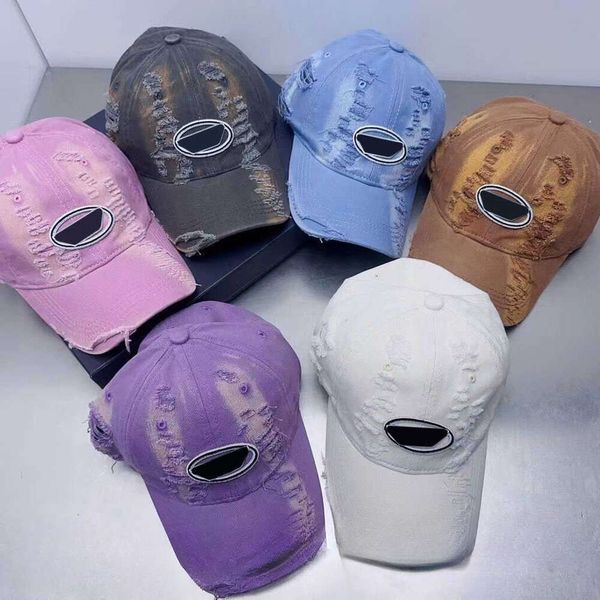 

2023 Spring Summer Duck Tongue Hat New Worn Out Old Cap Men's and Women's Tide Brand Letter Stick Cloth Raw Edge Couple's Diesel