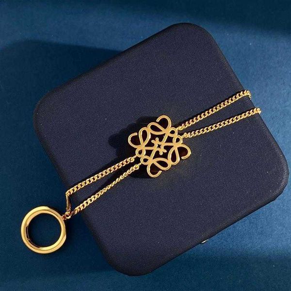 

Designer Necklace loews Luxury jewelry Top accessories OT buckle geometric carved necklace in 18K gold non fading female hollowed out square jewelry Christmas gift, Gold6