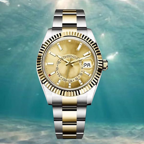 

luxury men watch automatic mechanical movement casual watches reloj factory stainless steel strap 41mm waterproof wristwatch gift montre de luxe orologio sky, T4