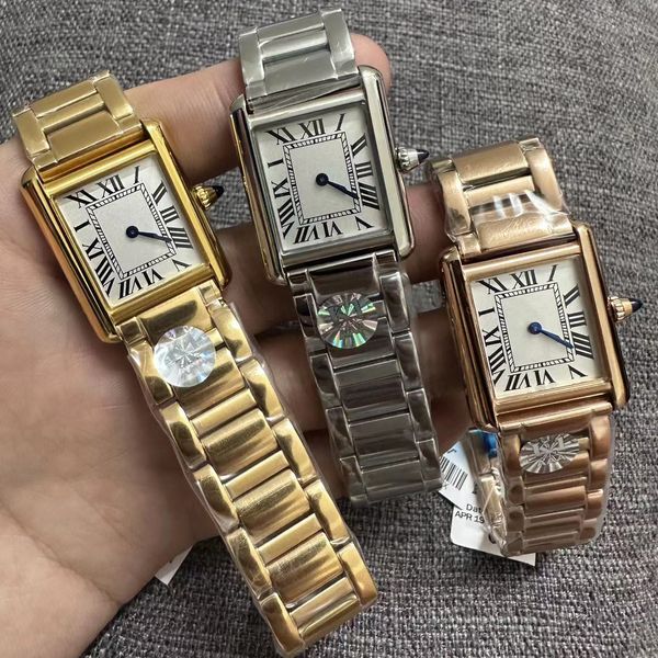 

designer men's and women's watches 25/27mm stainless steel strap imported quartz movement waterproof mens watch, Beige