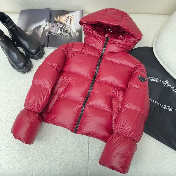 

Christmas Red Shorts Down Jacket Womens Thick Winter Coats Black Hooded Parka Outerwear Small Bread Clothes Windbreaker SML