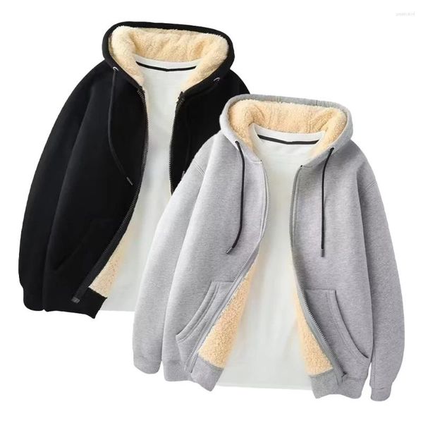 

Men's Hoodies Men Fleece Warm Coats Full Zip Tops Jacket Long Sleeve Hooded Sweatshirt Coat Casual Comfortable Breathable Outwear, Black