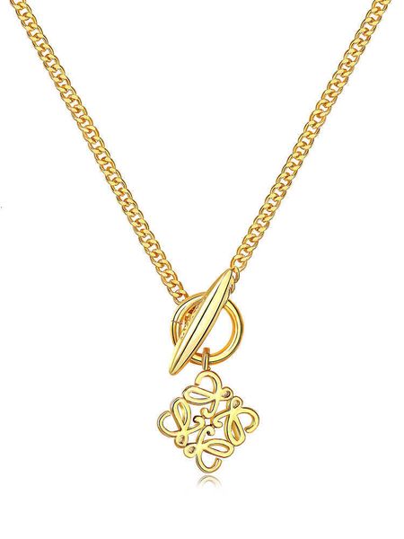 

Designer Necklace loews Luxury jewelry Top accessories Colorless 24K Gold Necklaces for Women's Sense Metal High end Long Sweater Chain Christmas gift jewelry, Single block bracelet