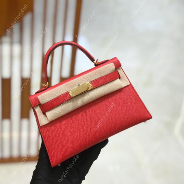 

10A TOP quality designer woman handbag 19cm Mini Epsom Luxury pink bag Fashion mini crossbody bag Full Handmade Customizable Bags Shoulder Leather Strap Bag With Box, 10