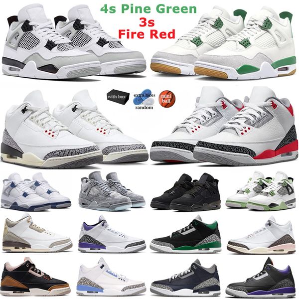 

With box jumpman 4 4s 3s basketball shoes men woman Military Black Cat White Cement fire red Palomino Blue Dark mocha Thunder trainers mens sports sneakers 36-47, 45 cardinal red