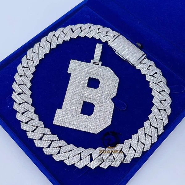 

necklace moissanite chain Hip Hop Gold Iced Out Vvs Moissanite Diamond Custom Letter Name Necklace