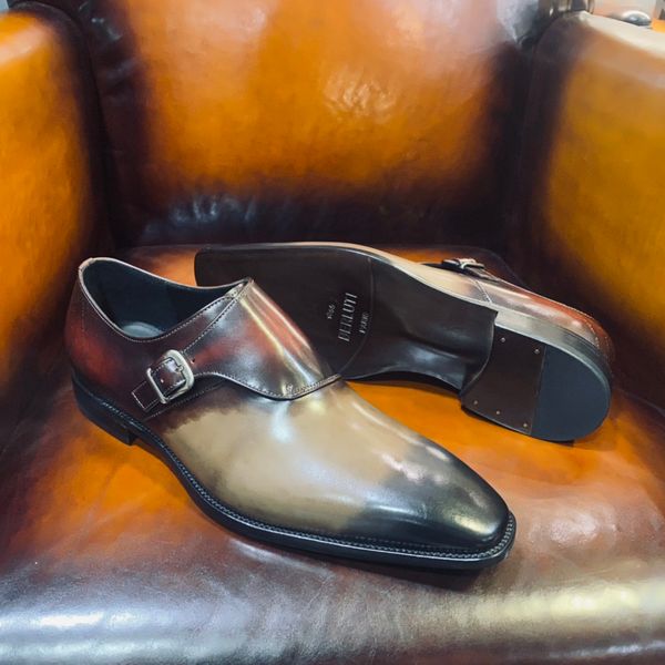 

High quality men's leather shoes compatible formal shoes genuine leather soles handmade luxury Scritto calfskin buckle shoes Customizable in any color, Red