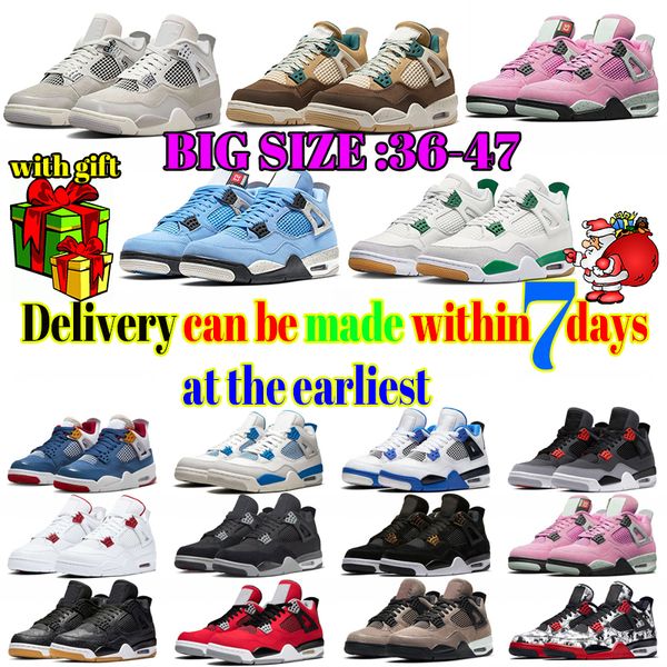 

Jumpman 4 4s Basketball Shoes for Men Women OG Red Thunder Pine Green Military Black Cat White Oreo Sail Seafoam University Blue Bred Mens Womens Sports Sneakers, #25