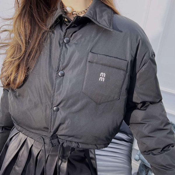 

Women' Clothing MM Autumn Inter New Age Reducing Short Cotton Fashion Versatile Pocket Decoration Letter Printing Coat Women, White