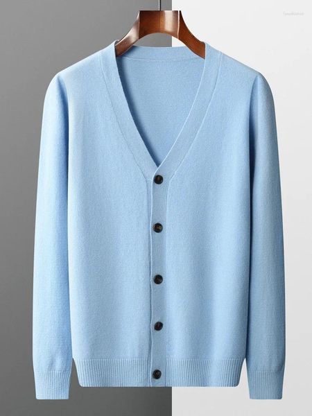 

Men' Sweaters Men' Pure Merino Wool Sweater Jacket V-Neck Cardigan Autumn Winter Solid Color Top Casual Basic All-Match, Turquoise