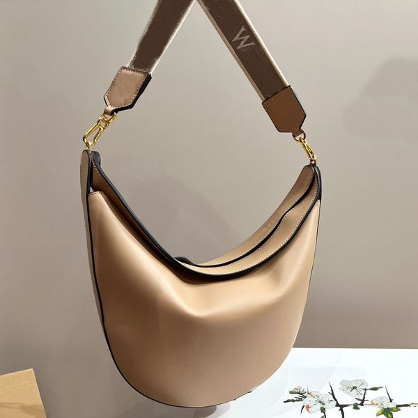 

Evening Half Moon Letter Shoulder Bag Full-Grain Textured Smooth Calf Leather Tote Designer Zip Closure Crossbody Women Hobo Handbag, #8
