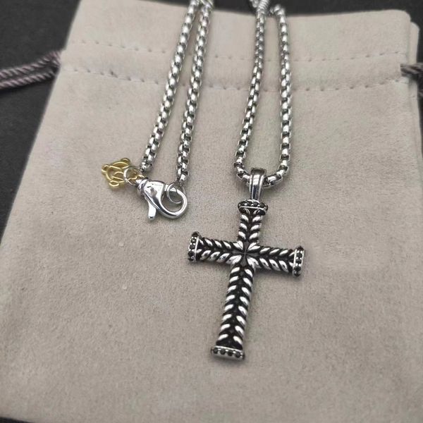 

Mens Necklace Dy Pendant Necklace DY Jewlery Silver Retro Cross Vintage Luxury Jewelry Chains for Men Designer Necklaces Birthday Man Boys Party Christmas Gift