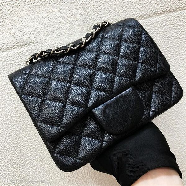 

10A top quality designer bag Mini Rectangle Flap Bag Mini 17cm Women Real Leather Caviar Handbag Black Purse Crossbody shoulder bag luxury satchel channel 1115 cc bag, 13 sheepskin