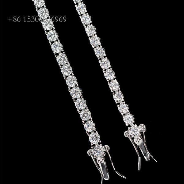 

Iced Out Hip Hop Jewelry Custom By Qianjian Punk Sterling Sier Outstanding Diamond Moissanite Tennis Necklace For Gift