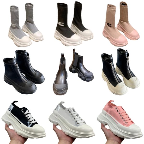

Designer boots autumn winter stretch fabric sock boots new fashion women brand round toe ankle boots classic luxury antiskid rubber bottom platform shoes non slip