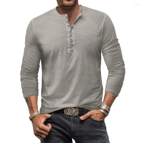 

Men's T Shirts Mens Cotton Tshirts Casual Shirt Loose Long Sleeve Breathable V-neck Clothing Plus Size Tops, Brown
