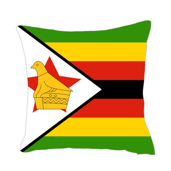 

zimbabwe flag throwpillow cover factory supply good price polyester satin pillow cover