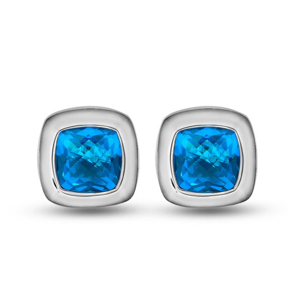 

stud earring 925 sterling silver jewelry 11mm blue z agate with diamonds exquisite earring for women, Golden;silver