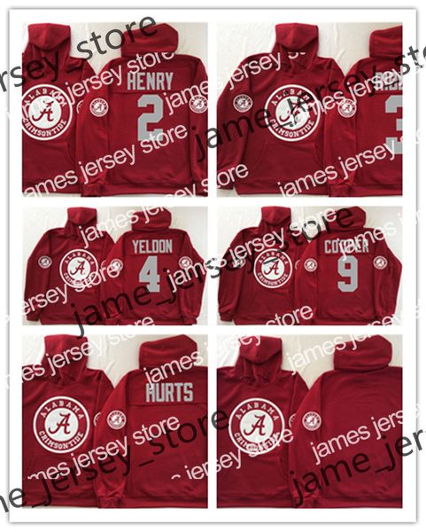 

american college football wear alabama crimson tide stitched pullover hoodie jersey jalen hurts derrick henry aj mccarron amari cooper ridle, Black