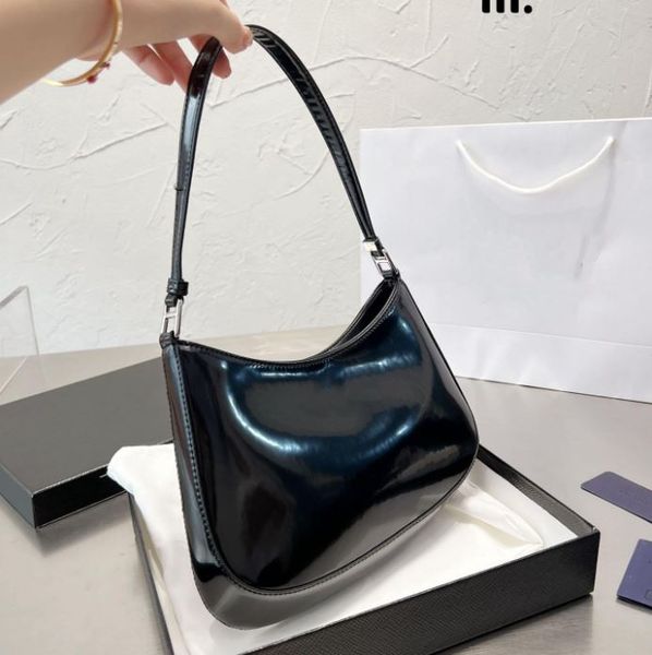 

2022 luxury fashion designer underarm bag women one shoulder patent leather hobo handbag