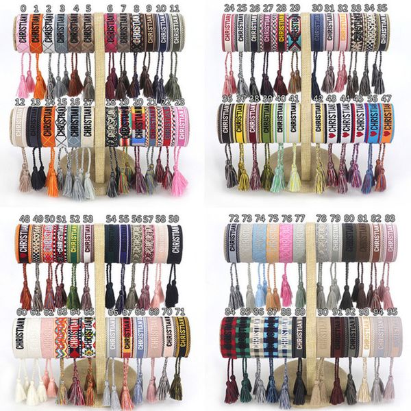 

fashion brand luxury embroidery bracelets classic women men bangles friendship charm bangle woven adjustable tassel vintage couple braided j, Golden;silver