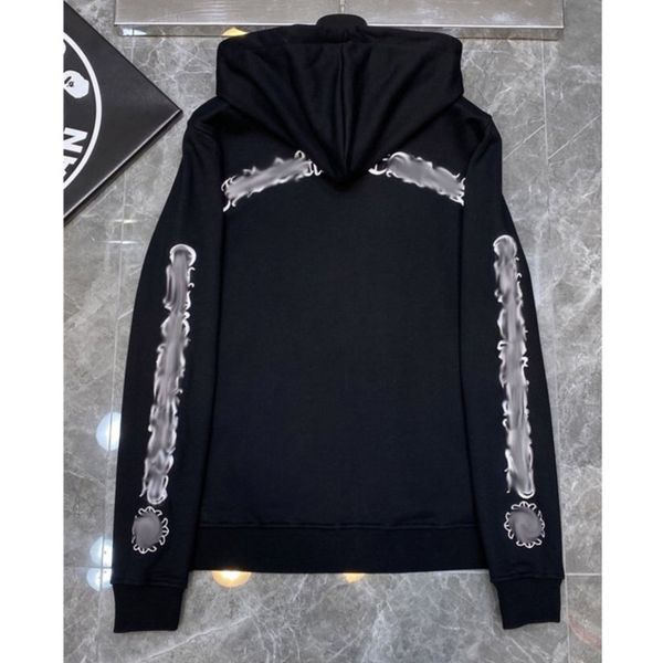 

luxury fashion men's sweatshirts classic ch brand hoodie loose zipper jacket pullover hooded designer horseshoe sanskrit coat women sw, Black