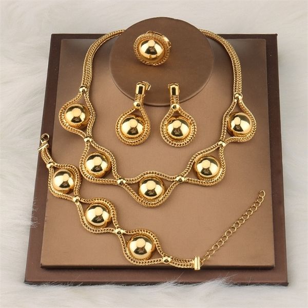 

other jewelry sets african for women necklace and earing beads bracelet ring dubai gold color wedding party bridal 220831, Silver