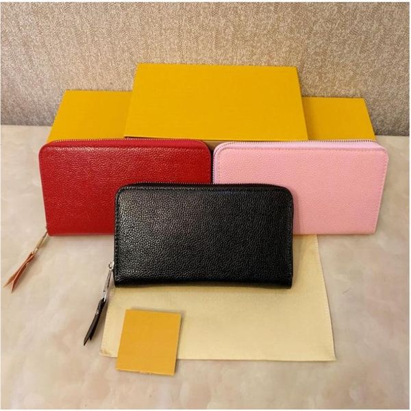 

2021 wallets for women genuine leather bags zipper long wallet designer handbags zippy purse luxurys bag tote have box and 259s, Red;black