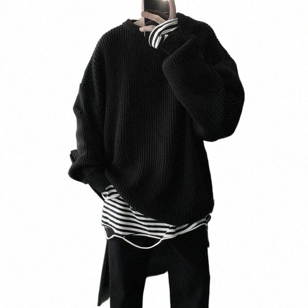 

men's sweaters men's sweaters couples round neck sweater ins autumn and winter models trend men women loose harajuku jacket all-ma, White;black