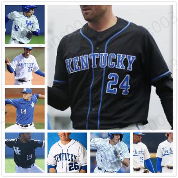 

ncaa kentucky wildcats college baseball stitched mens youth jersey 2 austin schultz 1 jake thompson 47 kyle music 26 jus, Black