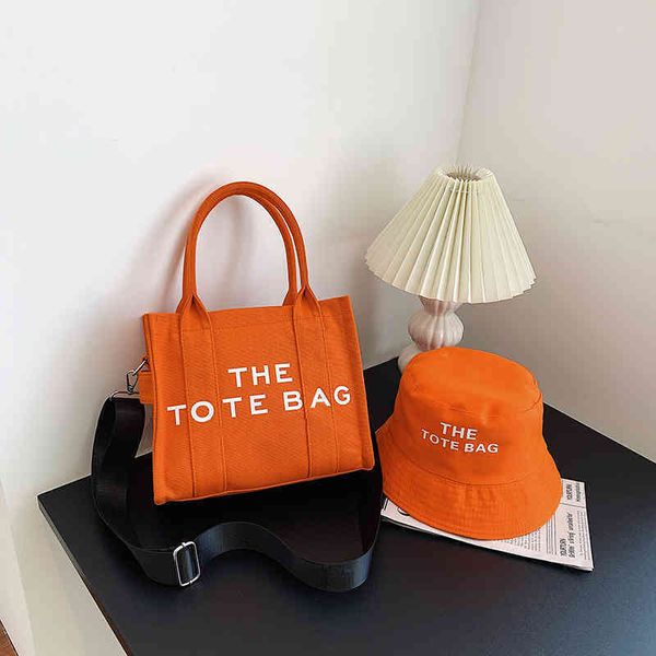 

marc tote bag evening designer bags 2 pcdesigner bagset canvas women fashion single shoulder clutch messenger handbag with hat 220511