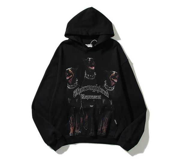 

designer men's hoodies women sweatshirts hip hop dog print hoodie, Black