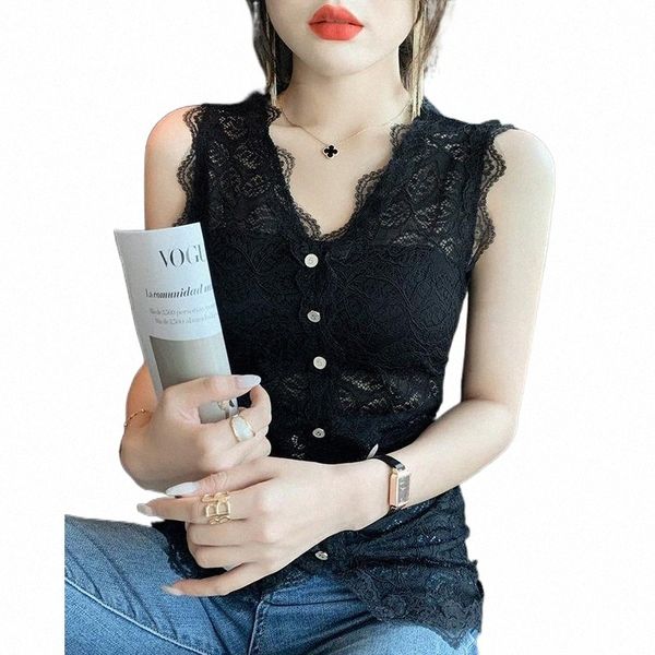 

women's tanks & camis women's tanks & camis europe summer lace v neck women slim sleeveless woman large size 2022 womens 12f9#, White