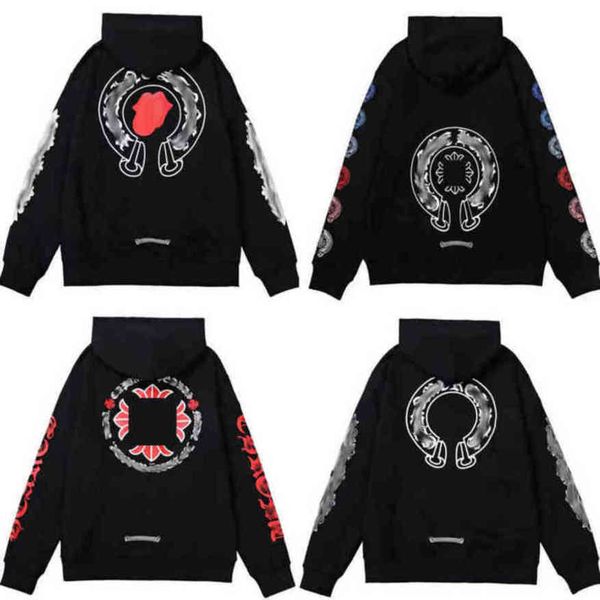 

luxury fashion men's sweatshirts classic brand ch zipper hoodies women men loose pullover hooded designer horseshoe hoodie sweater jack, Black