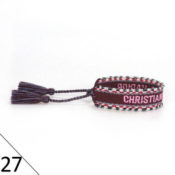 

fashion designers wovens friendship bracelet for luxury brand handmade braided bracelets with tassel print embroidery men bangle code 20-38, Golden;silver