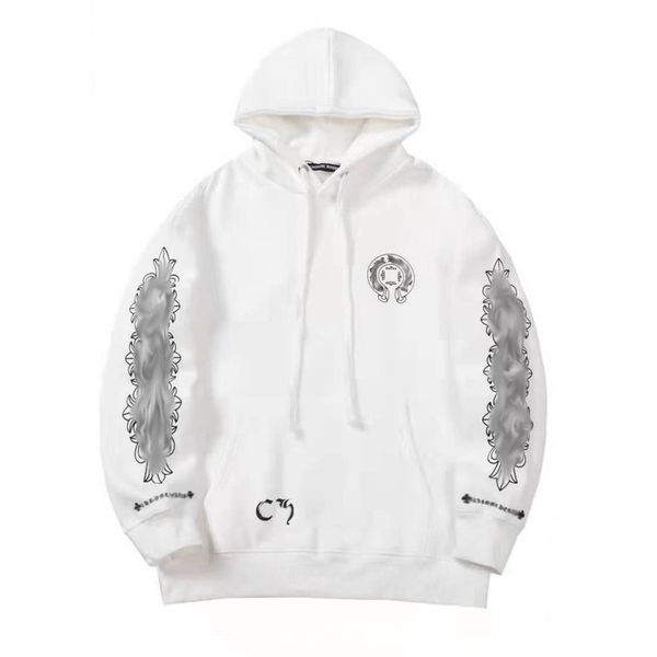 

luxury classic men's sweatshirts ch designer hoodie fashion men women horseshoe sanskrit loose zipper jacket pullover hooded coat swea, Black