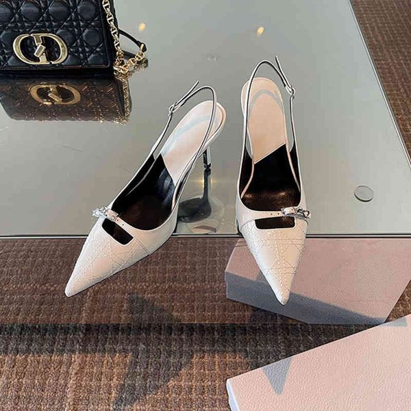 

dress shoes d home carved white patent leather high-heeled sandals women's summer french shoes thin heel pointed toe baotou, Black