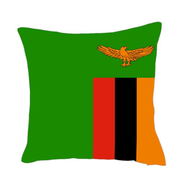 

zambia flag throwpillow cover factory supply good price polyester satin pillow cover
