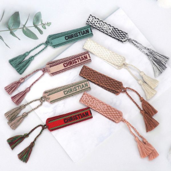 

luxury fashion brand embroidery bracelets classic women men bangles friendship charm bangle woven adjustable tassel vintage couple braided j, Golden;silver